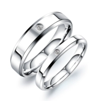 Глянцевый аксессуар, кольцо из нержавеющей стали для влюбленных, простой и элегантный дизайн, микроинкрустация