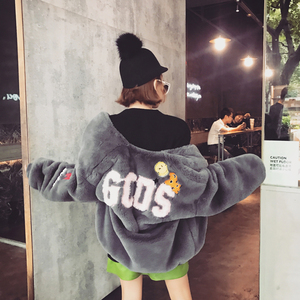 Mùa đông giả lông thú áo khoác nữ 2017 mới mùa đông thêu da lộn rabbit fur coat nữ cừu cắt áo khoác