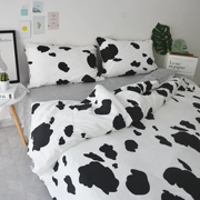 Bắc Âu phong cách đơn giản bông đốm chó giường bốn miếng bông hoạt hình mô hình con bò 1.8m chăn tấm - Bộ đồ giường bốn mảnh