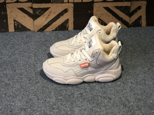 Флисовая высокая белая обувь, большой размер, популярно в интернете, из натуральной кожи, с медвежатами, 40