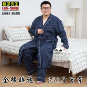 Mùa xuân hè và mùa thu mỏng phần áo choàng cotton nam cộng với phân bón Áo choàng cotton XL rompers chất béo áo tắm dài tay