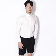 Áo sơ mi cổ dài tay nam Kawasawa 2019 Hàn Quốc Slim Light Business Solid Color Anti-Wrinkle Shirt Wide Collar Micro-Blashing - Áo