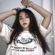 Mùa hè Hàn Quốc hipsters với Harajuku BF cá tính hoang dã tối còng tay in thư lỏng ngắn tay T-Shirt nam giới và phụ nữ