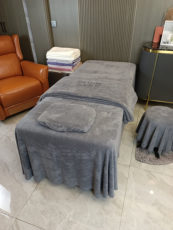 покрывало 新款美容院床罩四件套高档轻奢灰色按摩洗头头疗床单床罩带洞夏天