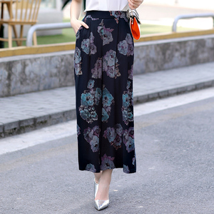 2018 mùa hè mới trung niên và cũ của phụ nữ quần rộng- chân quần kích thước lớn đàn hồi eo bông và quần linen phụ nữ mặc chín quần