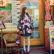 Sakura mèo Nhật Bản mềm dễ thương chị em cải thiện kimono cardigan yukata phong cách Nhật Bản và gió lông dệt kem chống nắng áo ngắn nữ