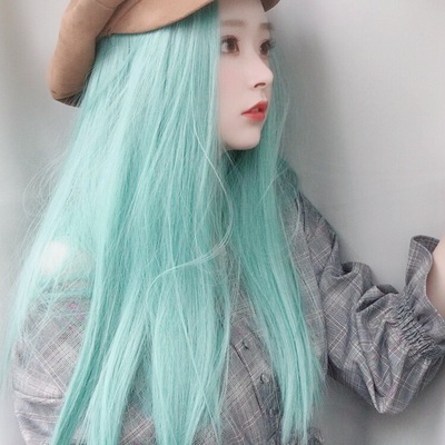 taobao agent Mint green wig, bangs, straight hair, Lolita style