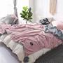in sọc nhấn chăn màu cashmere Bunny chăn mền kép cô gái ngủ sofa Giải trí giường đơn 1,5m - Ném / Chăn chăn nhung dày