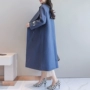 Áo khoác lông cừu Hepburn nữ dài phần phiên bản Hàn Quốc 2018 mới haze xanh cashmere áo choàng hai mặt cashmere áo gió nữ đẹp