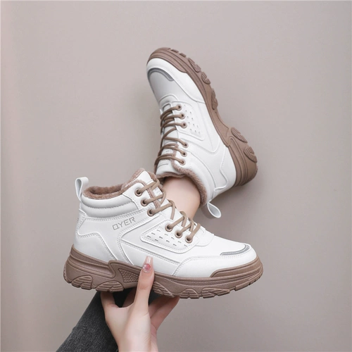 Высокая демисезонная утепленная обувь, кроссовки на платформе для отдыха