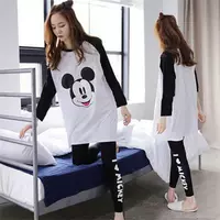 Mùa xuân và mùa thu nữ 2018 mới bộ đồ ngủ dài tay cotton phiên bản Hàn Quốc của máy lạnh phần gợi cảm ngọt ngào có thể mặc bên ngoài bộ đồ thủy triều đồ bộ ống rộng