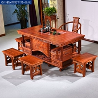 Античный чайный стол с твердым древесиной и стул Комбинированный лосей кунг -фу чайный стол