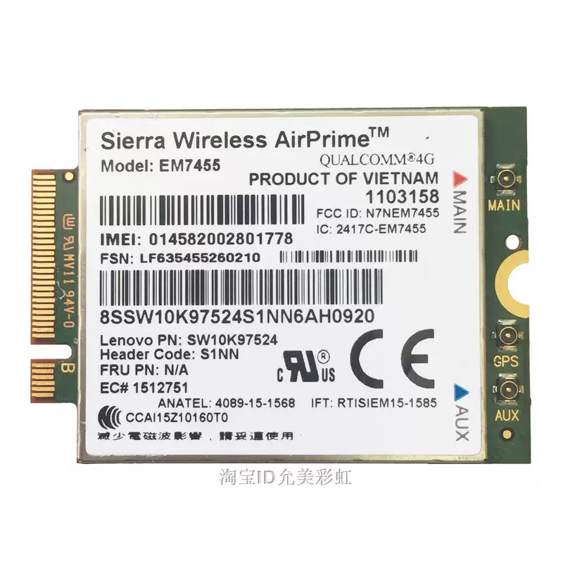 Модуль Original 4G LTE GOBI6000 EM7455 Lenovo X260 T460S FRU: 00JT542