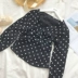 Polka Dot Áo Sơ Mi Nữ 2018 Mùa Hè Mới của Hàn Quốc Retro Gió V-Cổ Dài Tay Áo Joker Mỏng Ngắn Top mẫu áo sơ mi đẹp  Áo sơ mi dài tay