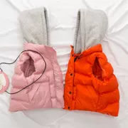 Mùa thu và mùa đông cô gái xuống áo vest cotton ngắn dày trùm đầu ấm áp quần áo cotton giản dị vest trẻ em vest cha mẹ trẻ em