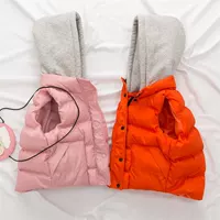 Mùa thu và mùa đông cô gái xuống áo vest cotton ngắn dày trùm đầu ấm áp quần áo cotton giản dị vest trẻ em vest cha mẹ trẻ em áo gile thu đông cho bé trai