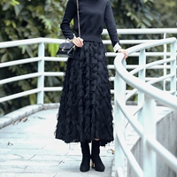 Mùa xuân và mùa thu phiên bản Hàn Quốc của voan nhỏ nước hoa cổ tích mỏng manh một từ trong phần dài eo cao tua rua lông váy nữ - Váy chân váy ôm dài