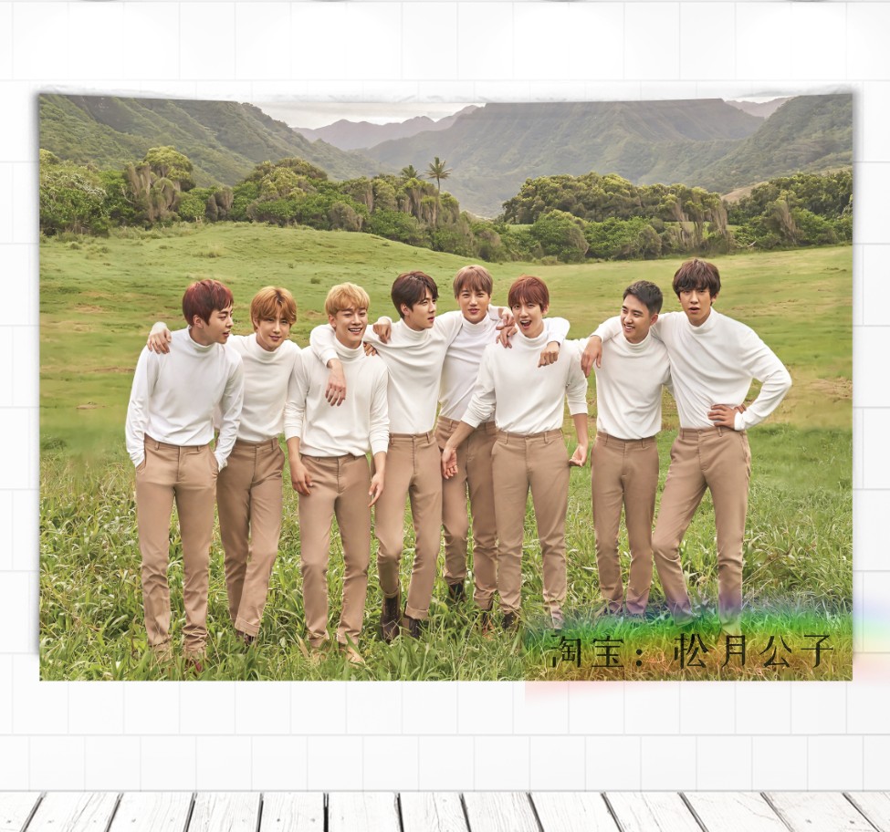GreyEXO Park canlie Bian Boxian Wu Shixun Zhang Yixing Kris Hanging cloth Wall cloth Tapestry dormitory Background cloth decorate
