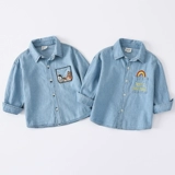 Осенняя рубашка для мальчиков, детский лонгслив для отдыха, в западном стиле