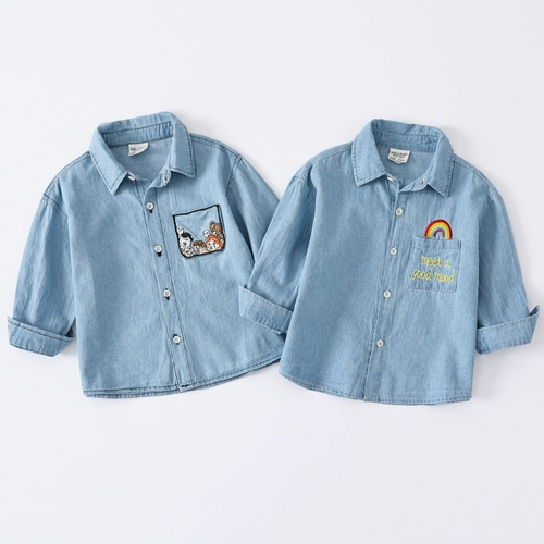 Осенняя рубашка для мальчиков, детский лонгслив для отдыха, в западном стиле