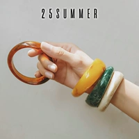 [25SUMmer] in lười sơn dầu retro nghệ thuật tính khí hình Morandi nhựa vòng đeo tay nữ - Vòng đeo tay Cuff vòng băng ngọc thủy tảo neja