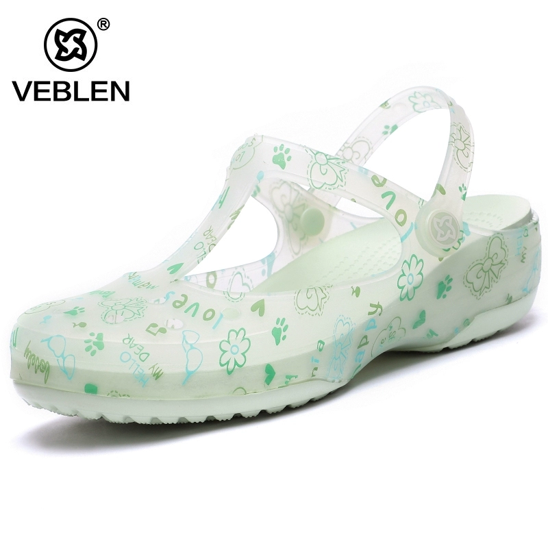 Veblen Crocs dép nữ mùa hè mới hoang dã dép mặc bên ngoài Hàn Quốc chống trượt nặng đáy dép thạch giày 
