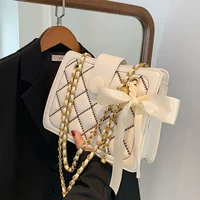 Цепь, модная сумка через плечо, универсальная брендовая сумка на одно плечо с бантиком, на цепочке, коллекция 2021, популярно в интернете