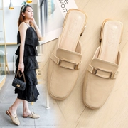 Giày lười nữ nửa mùa hè 2018 mới Baotou không gót giày lười đi dày với dép có quai nữ cỡ lớn 41-43
