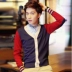 Áo len len nam mùa xuân phiên bản Hàn Quốc của xu hướng phối màu cá tính trẻ trung quần áo len nam áo len cổ chữ V - Cardigan Cardigan