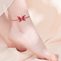 Dây nhiều màu đỏ dệt bướm Mori mùa hè handmade vòng tay bạn gái món quà nữ ngọc dòng trang sức mắt cá chân chuỗi - Vòng chân phụ kiện thời trang nữ