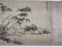 Антикварная живопись и каллиграфия Zhao Mengfu Bamboo Stone Youlan Картина цветочная живопись китайская живопись Древняя каллиграфия и живопись искусство микро -сплайская шелковая ткань репликация