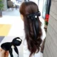 Phụ kiện tóc Handmade Màu đen Rắn màu Ribbon Big Bow Hair Clip Long Tua Big Ribbon Corsage Mũ cổ tích - Phụ kiện tóc