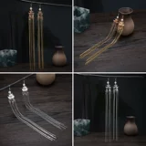 Серьги из жемчуга, клипсы, универсальный аксессуар с кисточками, ханьфу, декор