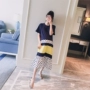 Thai sản mặc 2018 mùa hè mới đuôi cá sóng điểm khâu tương phản màu lỏng thời trang dài phụ nữ mang thai dài ăn mặc đồ bầu