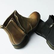 Xu hướng Giày ngắn Anh giản dị Chelsea Men Scrub Leather Boots Zip Martin Boots Mang giày ngoài trời - Giày ống