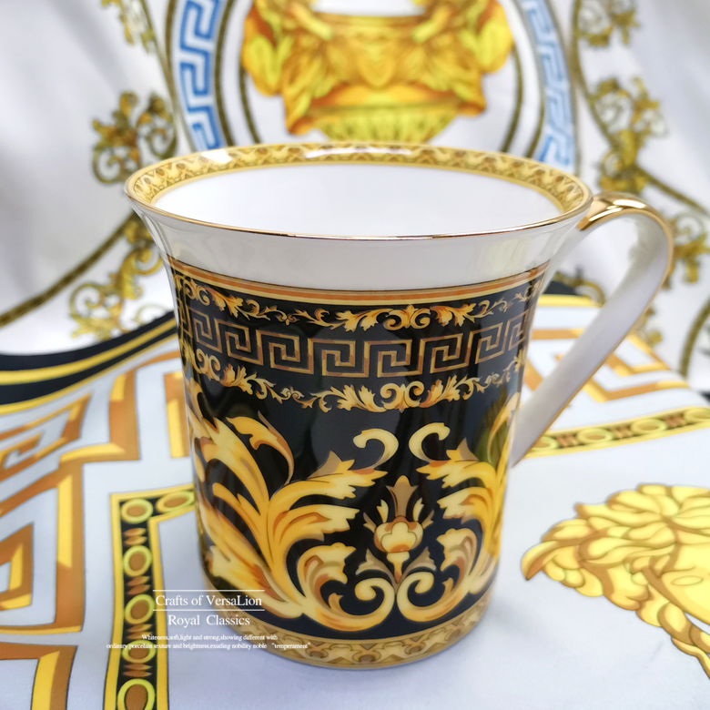 Floria Black (High Quality Bone China)European style luxurious Ceramic cup new pattern ins Net red cup Medusa Mug Bone China Coffee milk cup Tea cup