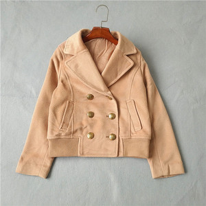 FT3-1 mùa xuân và mùa thu phụ nữ mới của Hàn Quốc phiên bản của phù hợp với cổ áo hoang dã đôi ngực cao đẳng gió đoạn ngắn áo khoác len 0.8