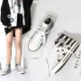 Kéo lại giày nữ chính hãng giày vải cao cho nam xu hướng sinh viên Harajuku giày trắng mùa xuân và mùa thu tình nhân giầy da nữ