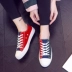 Giày mùa xuân và mùa hè Giày vải cao cấp giản dị nam sinh viên Anh thủy triều xã hội thể thao Hàn Quốc kẻ mạng đỏ với đoạn văn jordan xám trắng Plimsolls