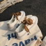 Giày vải trắng nữ 2018 mới dành cho học sinh phiên bản Hàn Quốc của ulzzang thủy triều hoang dã Giày đế xuồng xấu xí kiểu Hồng Kông Giày trắng nhỏ giầy cao cổ nữ