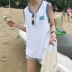 Mùa hè của phụ nữ Hàn Quốc thể thao gió lỏng hoang dã đơn giản không tay T-Shirt bên ngoài mặc vest là mỏng sling jacket triều áo tắm Áo ba lỗ