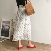 2018 mùa hè mới voan breathable khí thanh lịch giảm béo tuổi đơn giản floral pattern in váy phụ nữ