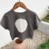 Mùa hè 2020 quần áo trẻ em Hàn Quốc cotton cổ tròn retro áo thun ngắn tay trẻ em bé lỏng lẻo vòng tròn trên cùng - Áo thun Áo thun