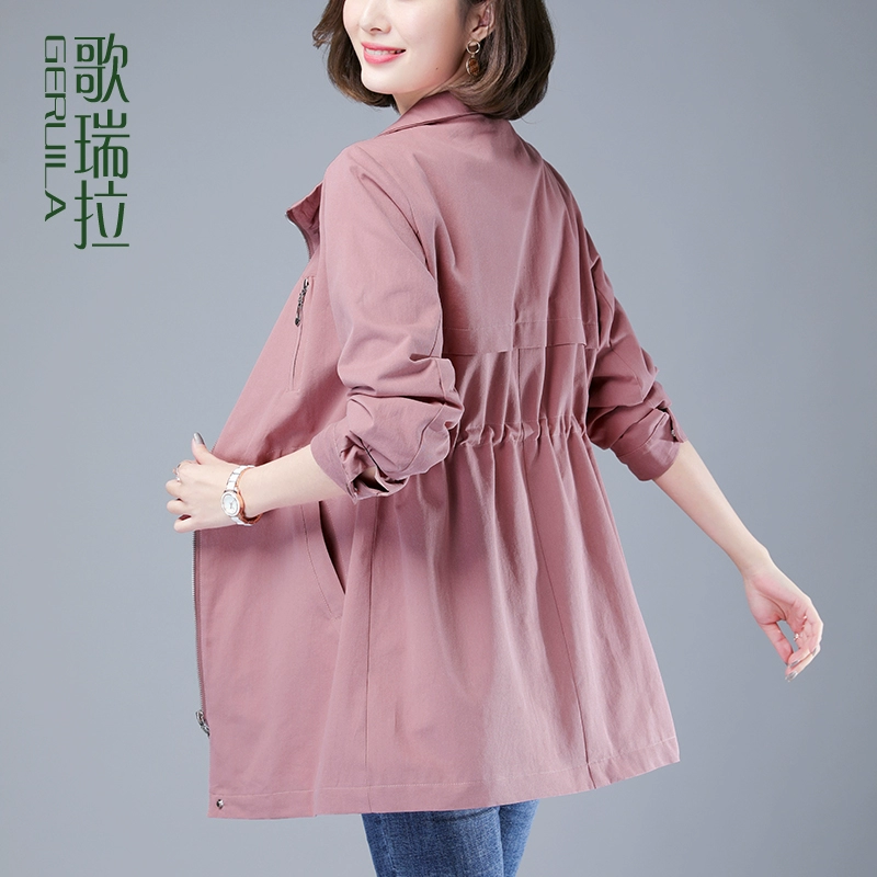 Gorilla xuân 2020 áo khoác mới cho nữ dài tay áo khoác cotton đơn giản và tươi mới - Trench Coat