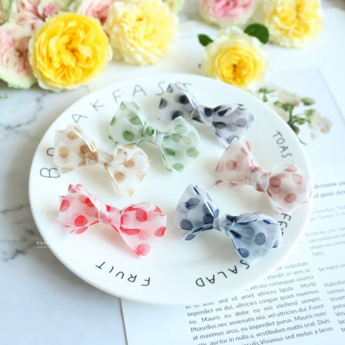 Pet Cards Summer Wave Dot Chefon Bow Hair Clip Teddy Yorkyonal Malzis Dog Clip Headrress