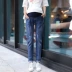 Phụ nữ siêu cỡ size xuân hè denim phần mỏng quần dài Phiên bản Hàn Quốc nâng eo cao mặc đồ rộng Harlan 200 kg - Phụ nữ mang thai quần / quần bụng quần bầu thu đông Phụ nữ mang thai quần / quần bụng