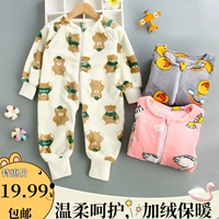 Детский фланелевый комбинезон, детская утепленная пижама, коралловый бархатный спальный мешок