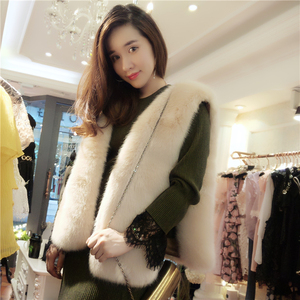 Hàn quốc phiên bản của giả con cáo lông cỏ vest vest nữ đoạn ngắn tay 2018 mùa thu và mùa đông quần áo new mink fur coat dạ ép lông cừu