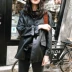 JHXC da nữ sinh viên mùa thu 2018 mới của Hàn Quốc phiên bản của lỏng màu đen pu jacket là mỏng xe máy quần áo áo khoác áo da cừu nhập khẩu Quần áo da