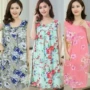 Nữ mùa hè nhân tạo cotton nightdress cộng với phân bón để tăng cotton lụa thai sản nightdress cotton silk dress nightdress ăn mặc váy ngủ big size